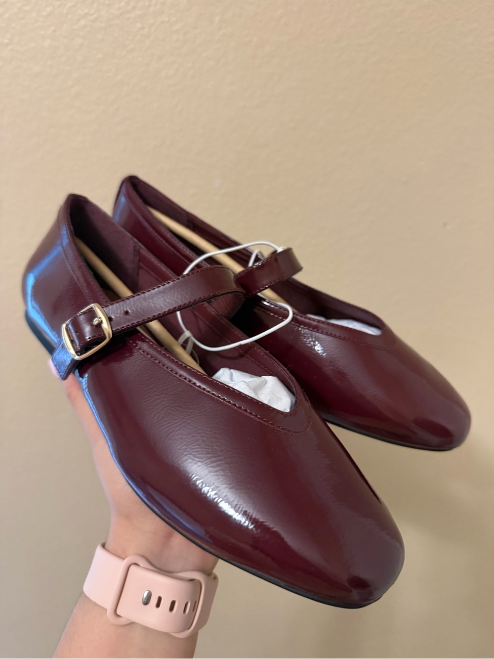 a new day Burgundy Mary Jane Flats with Buckle Strap